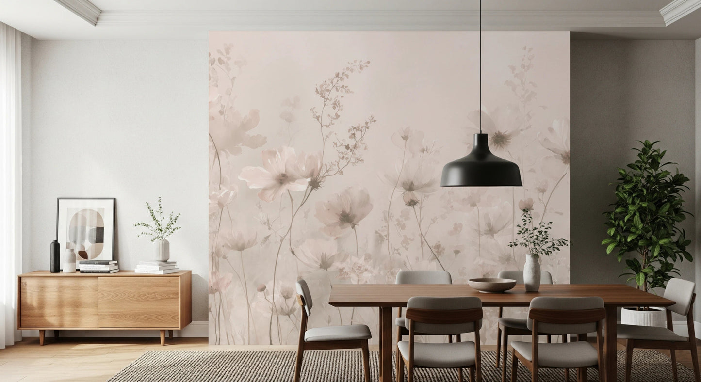 Painted meadow flowers in Poetic Soft Floral – Petal Dust wall mural