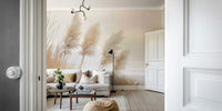 Serene pampas grass illuminated by evening light