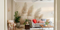 Pampas grass at the beach in soft evening glow mural