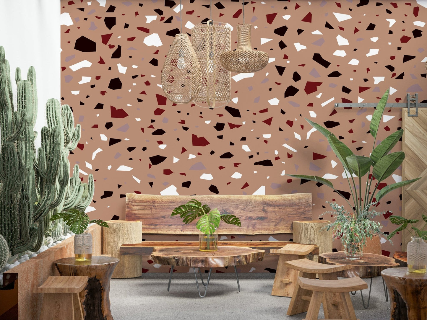 A beautiful modern marble wall mural for a living room.