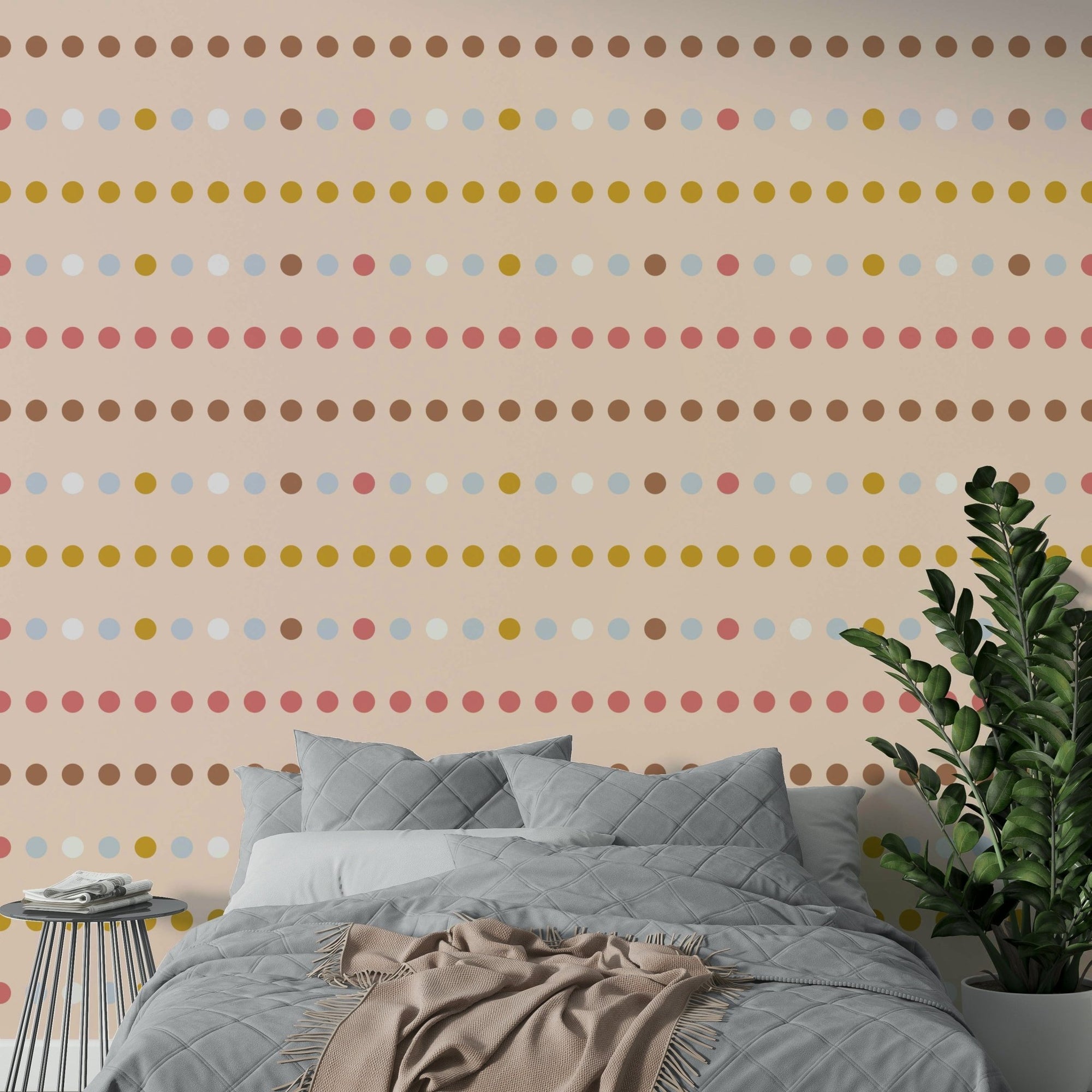 Polka Dot Parade Wallpaper features small colored circles. GD5071