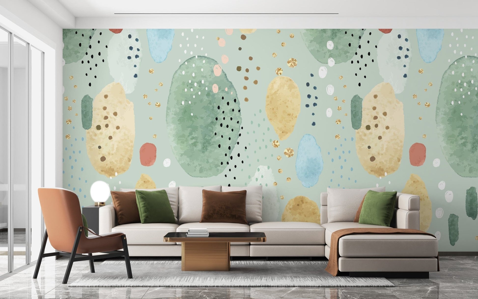 Vibrant green hues in watercolor wallpaper