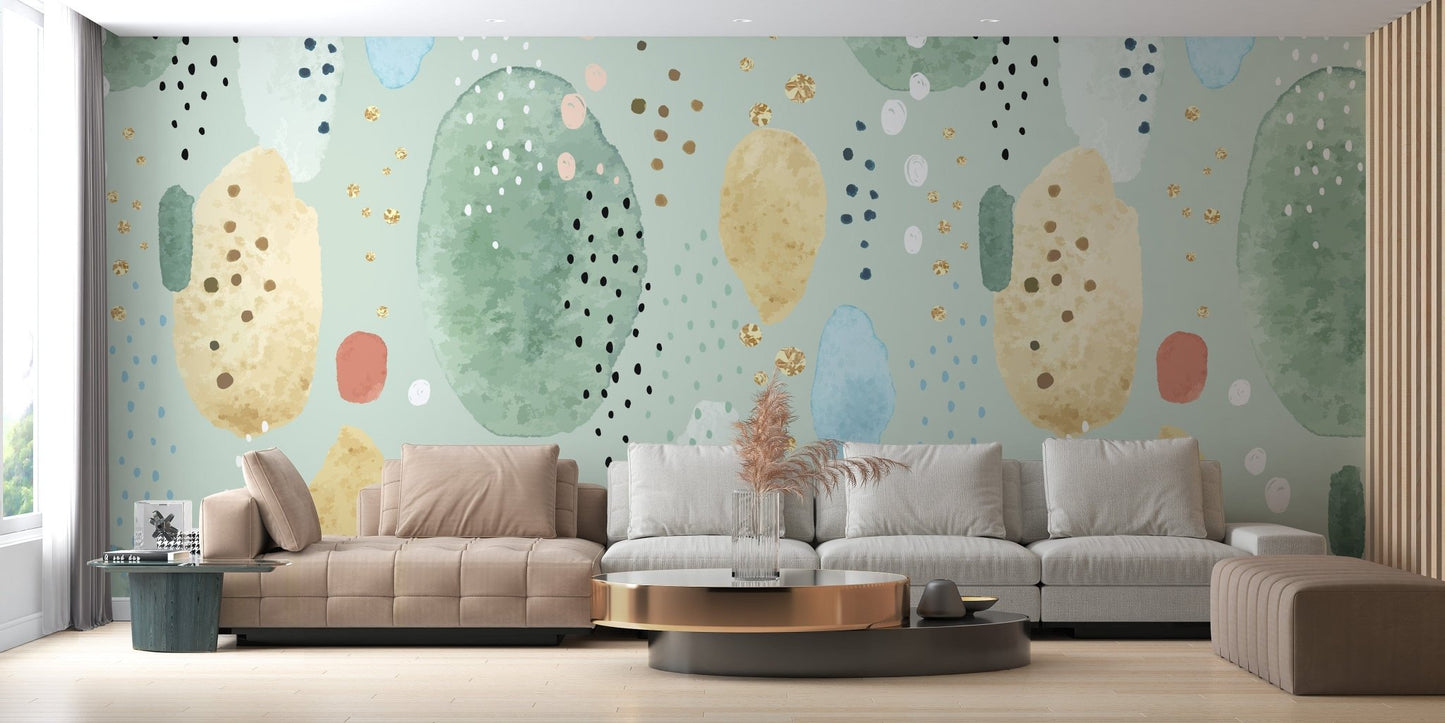 Vibrant watercolor green wallpaper design