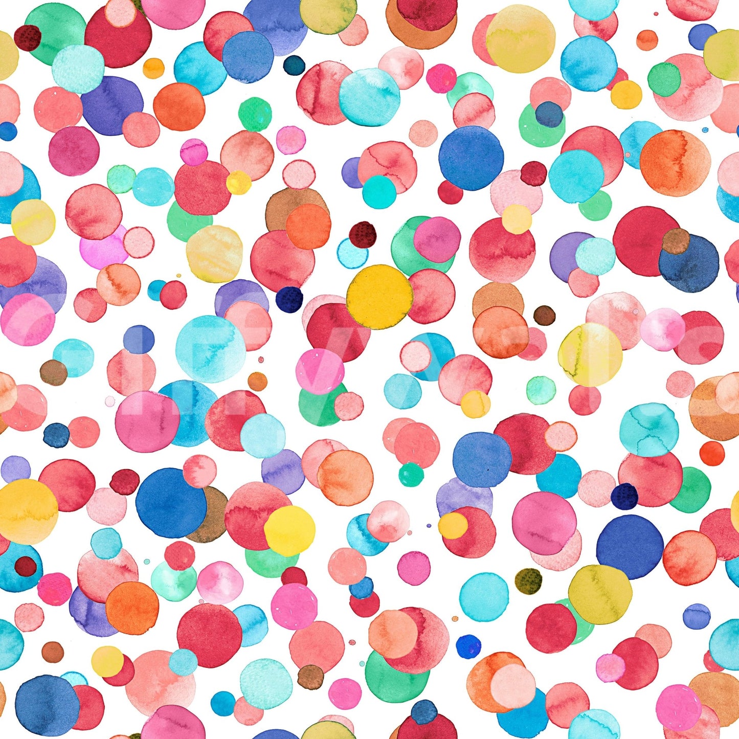 Polka Dots Watercolor Multicolor Wallpaper⁠