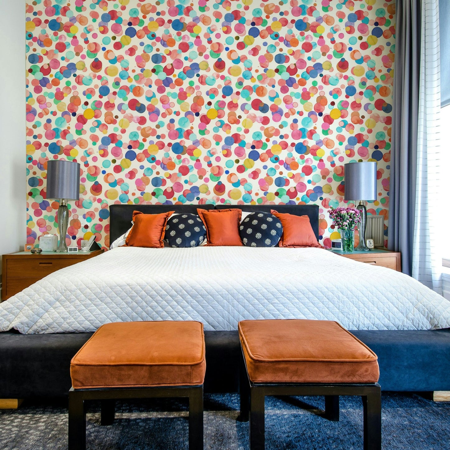 Artistic multicolor polka dot wallpaper texture, GD1288