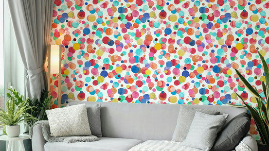 Watercolor polka dots in pastel and bright colors, GD1288