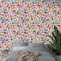 Multicolor polka dots in watercolor style on wall, GD1288