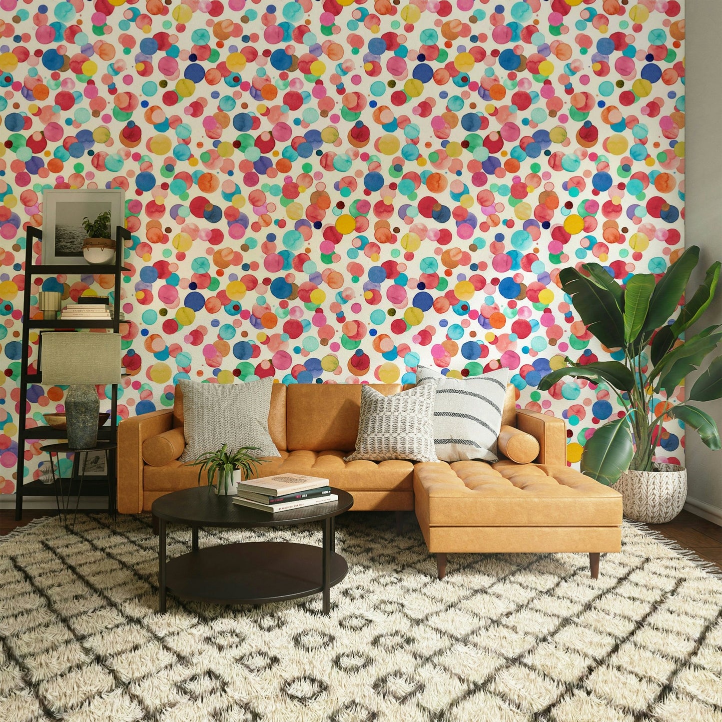 Multicolor dots in soft watercolor paint effect, GD1288