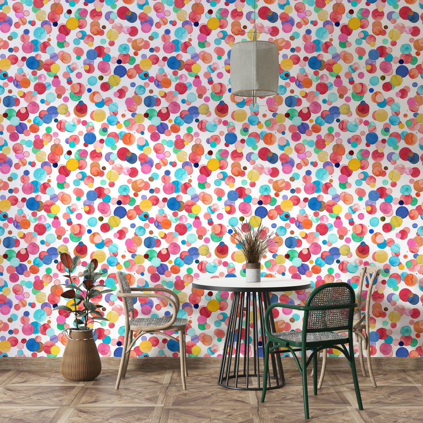 Bright watercolor polka dots wallpaper for rooms, GD1288