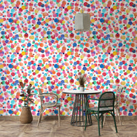 Bright watercolor polka dots wallpaper for rooms, GD1288