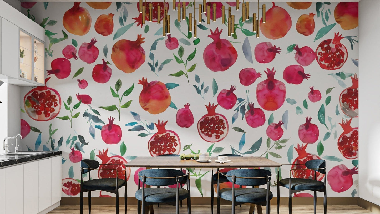 Pomegranate Bliss Watercolour Wallpaper