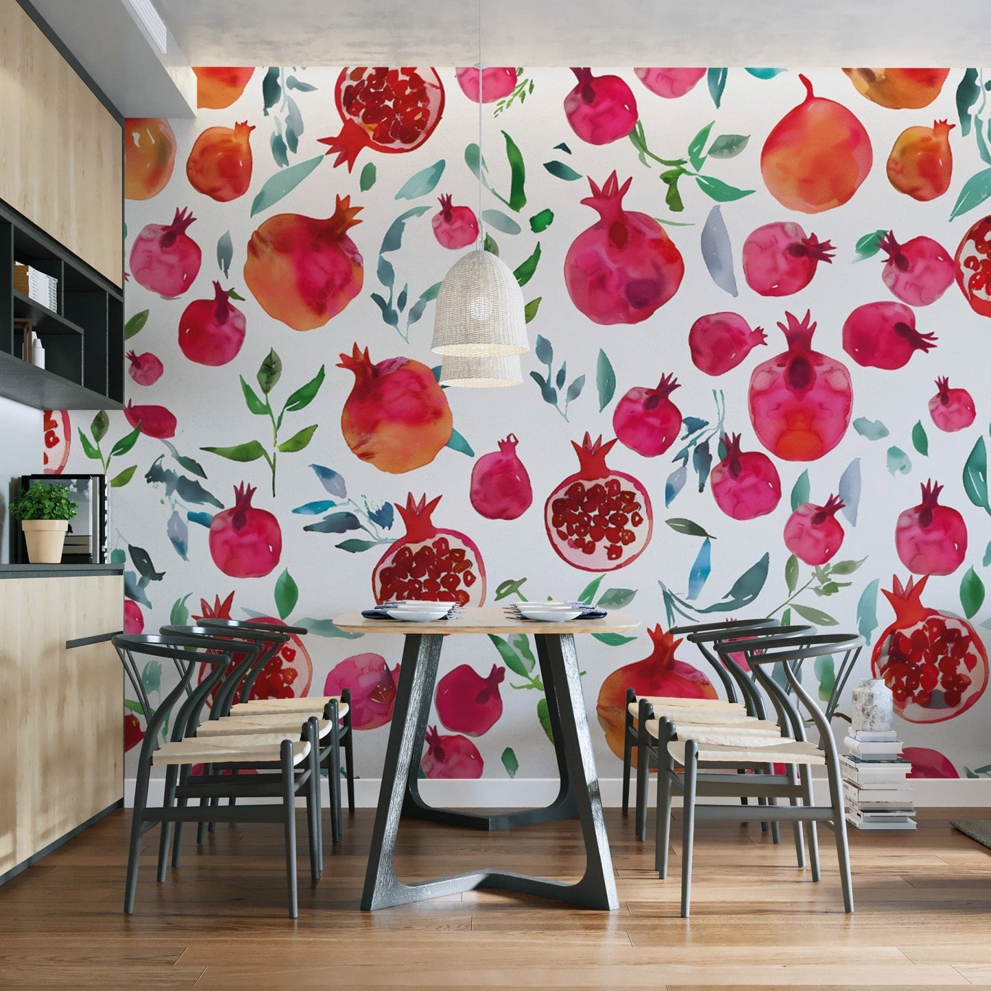 Pomegranate Bliss Watercolour Wallpaper