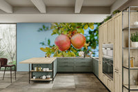A graceful subtle leaf wall mural in rich, natural tones., GD5143
