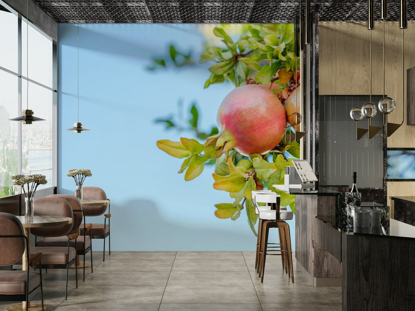 A serene botanical fruit wall mural for your decor., GD5143