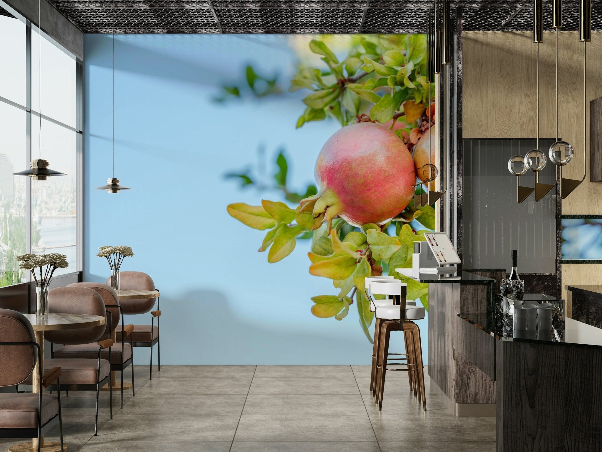 A serene botanical fruit wall mural for your decor., GD5143