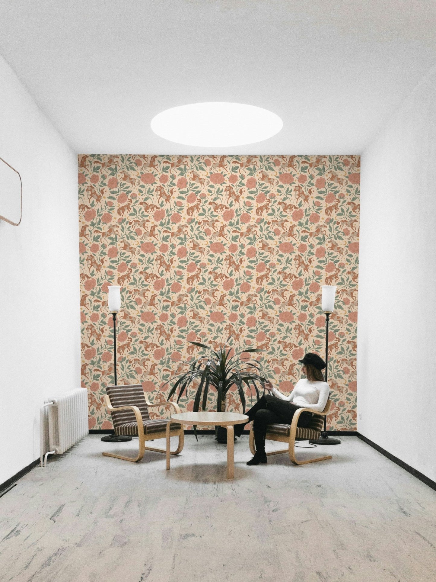 Rustic floral wallpaper mural design


