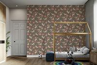 Kids’ room wallpaper with ponies and peonies

