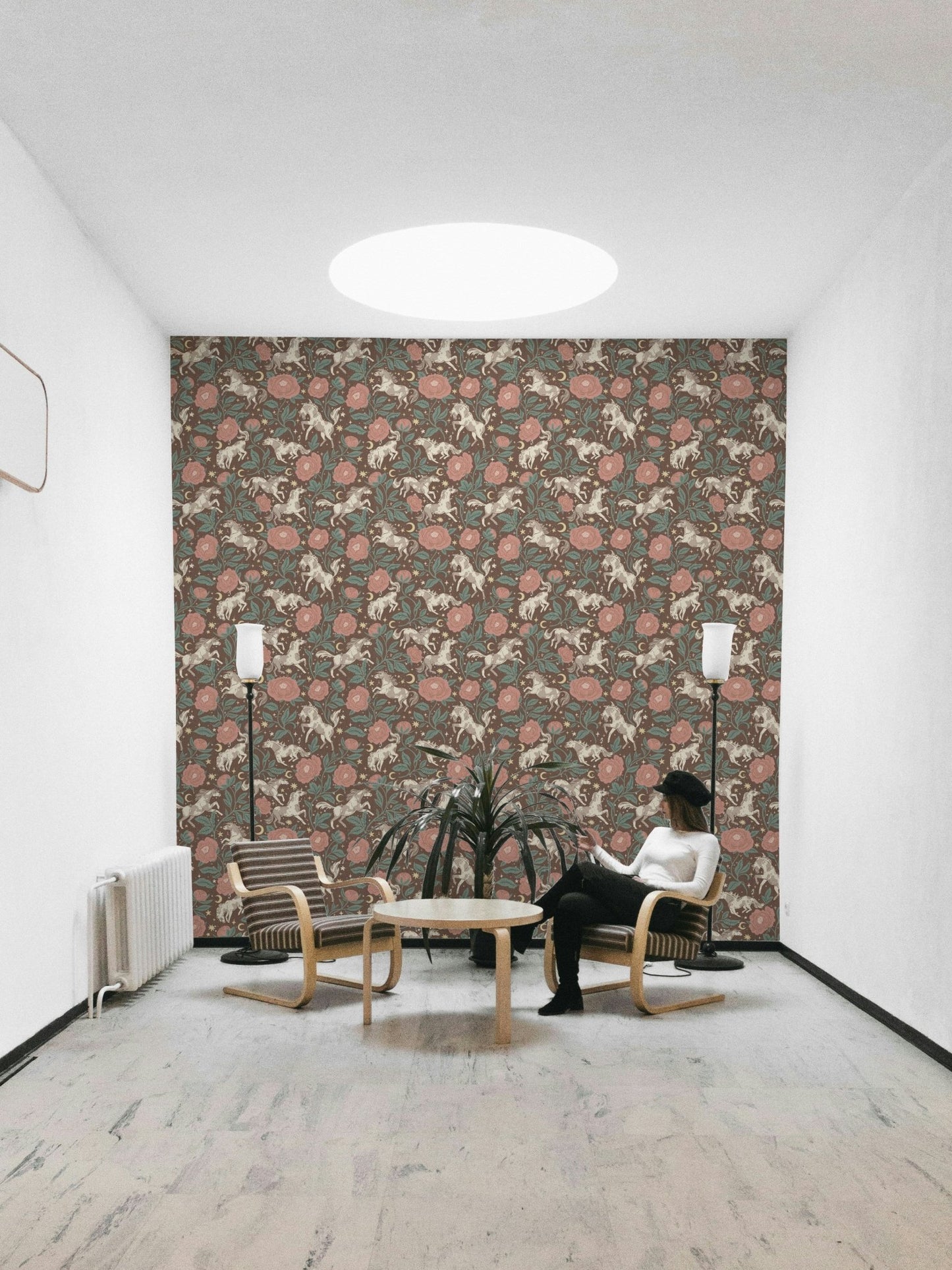 Rustic floral wallpaper mural design

