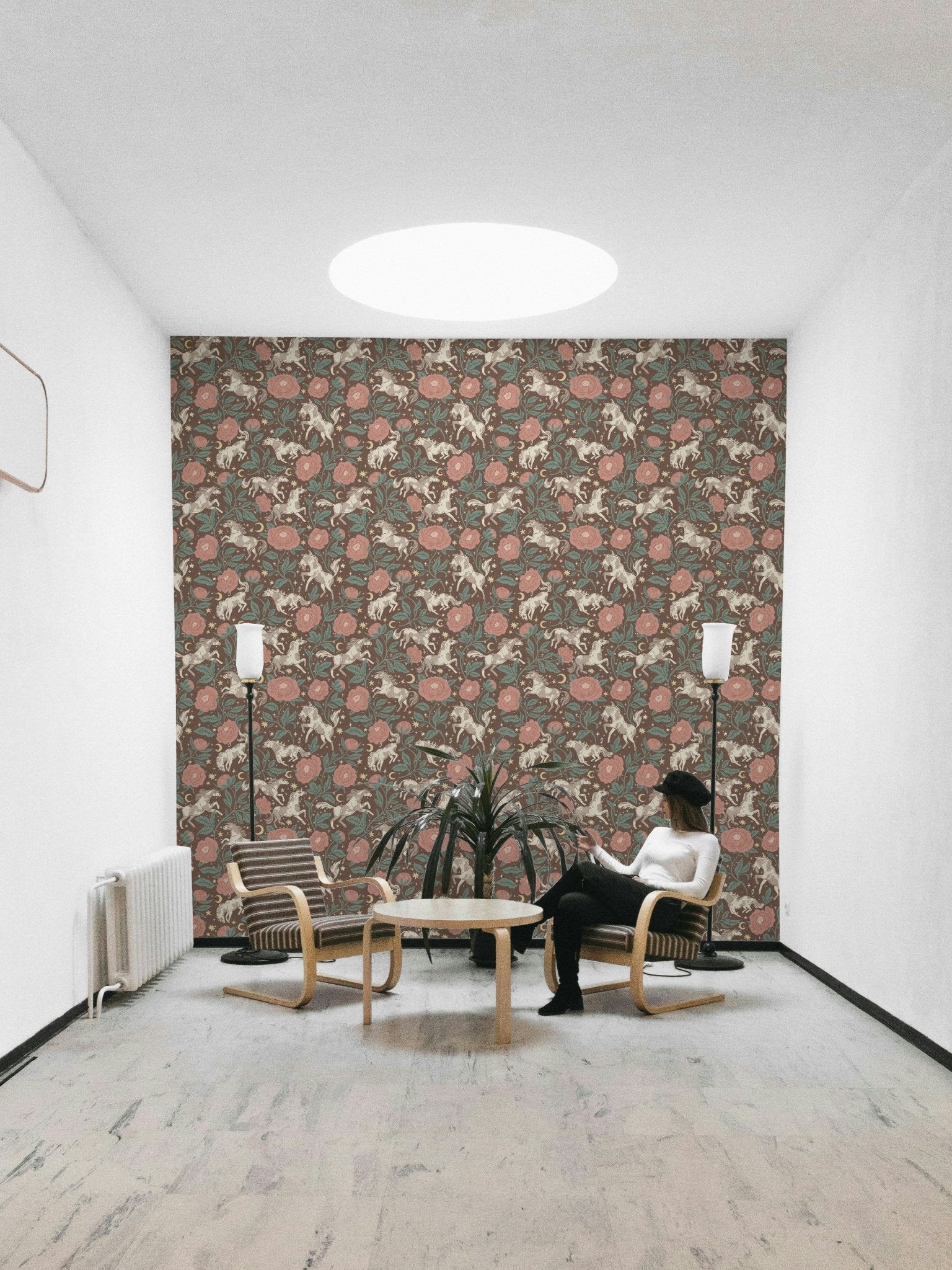 Rustic floral wallpaper mural design

