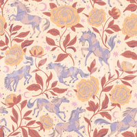 Wallpaper mural with western ponies and flowers

