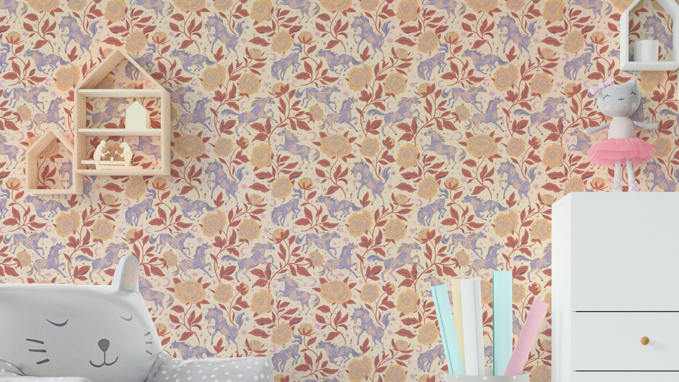 Rustic floral wallpaper mural design

