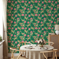 Ponies and Peonies Wild West Americana wallpaper detail

