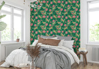 Warm floral wallpaper mural design

