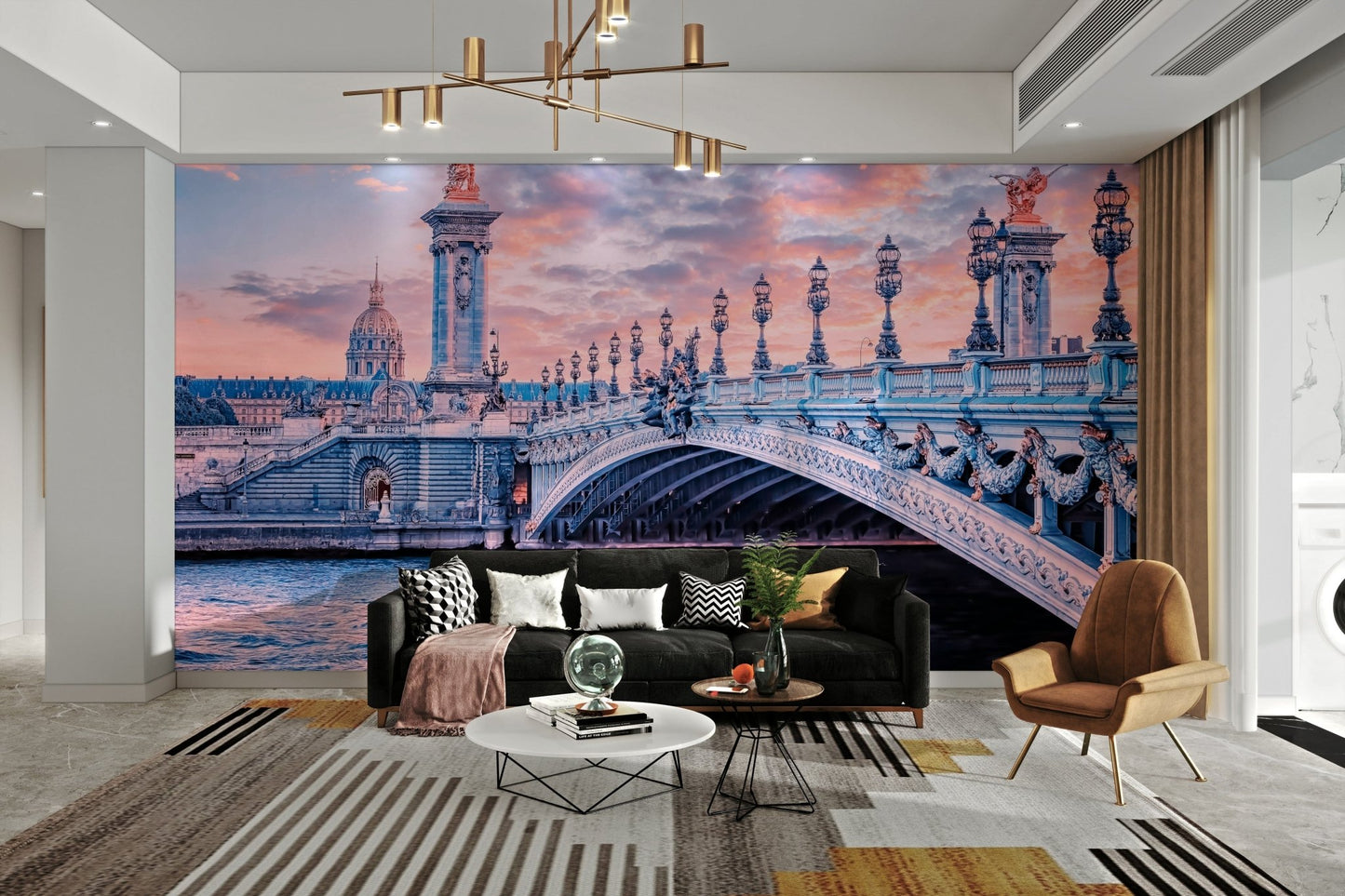 Romantic sunset view of Alexandre bridge

