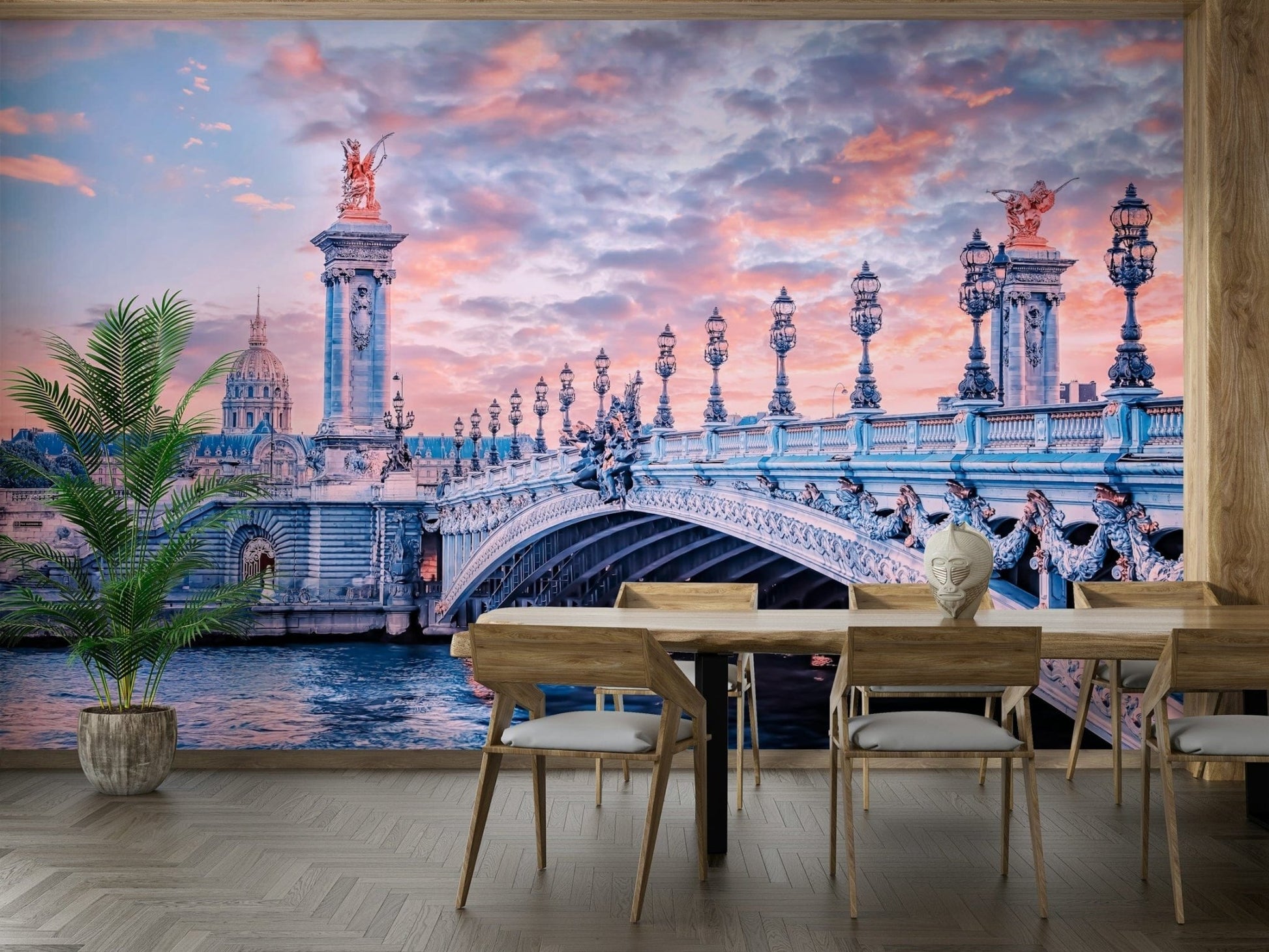 Architectural Paris wallpaper with bridge

