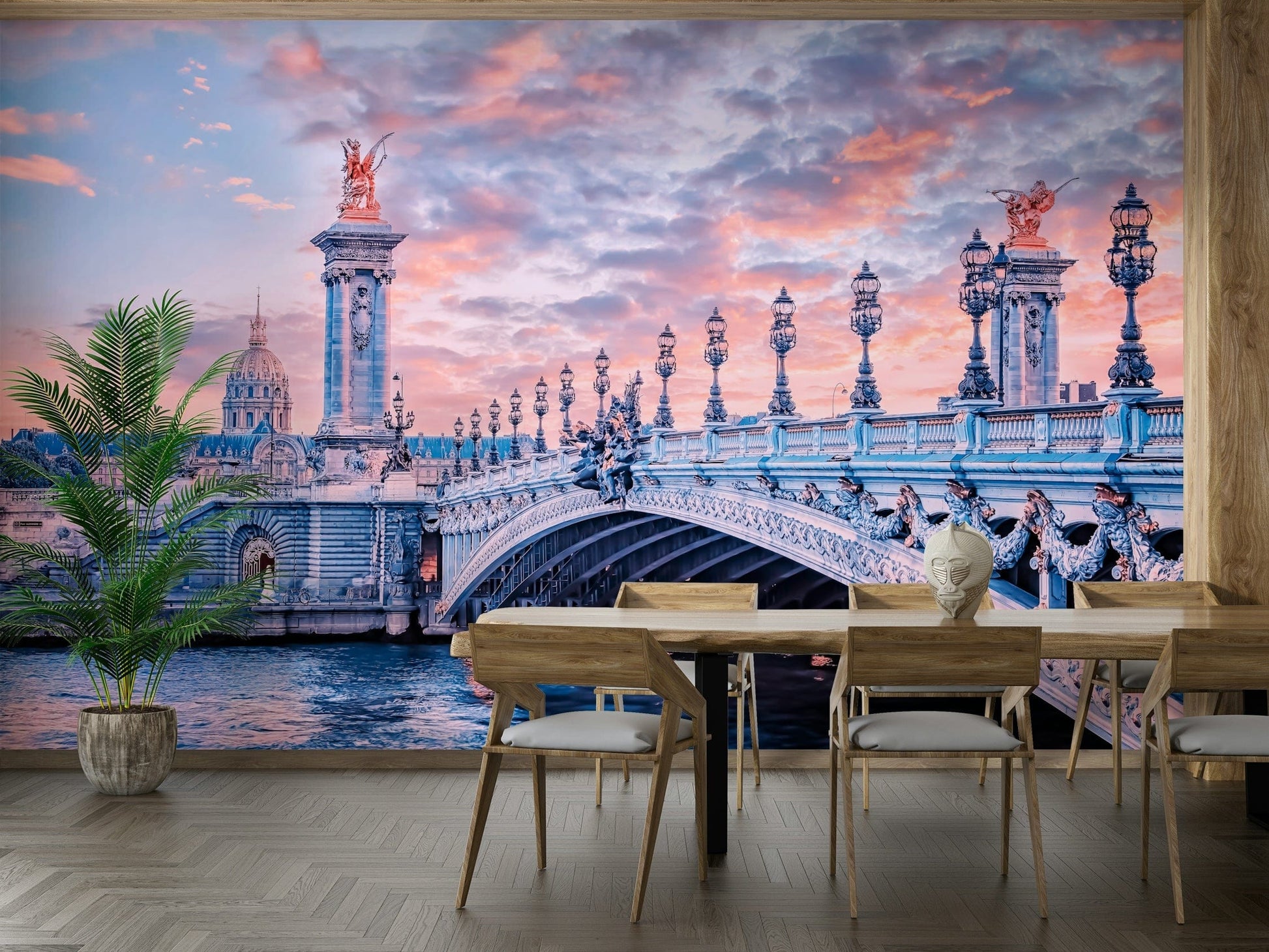 Architectural Paris wallpaper with bridge

