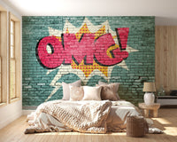 Pop Art OMG Graffiti Wall Mural - Giffywalls