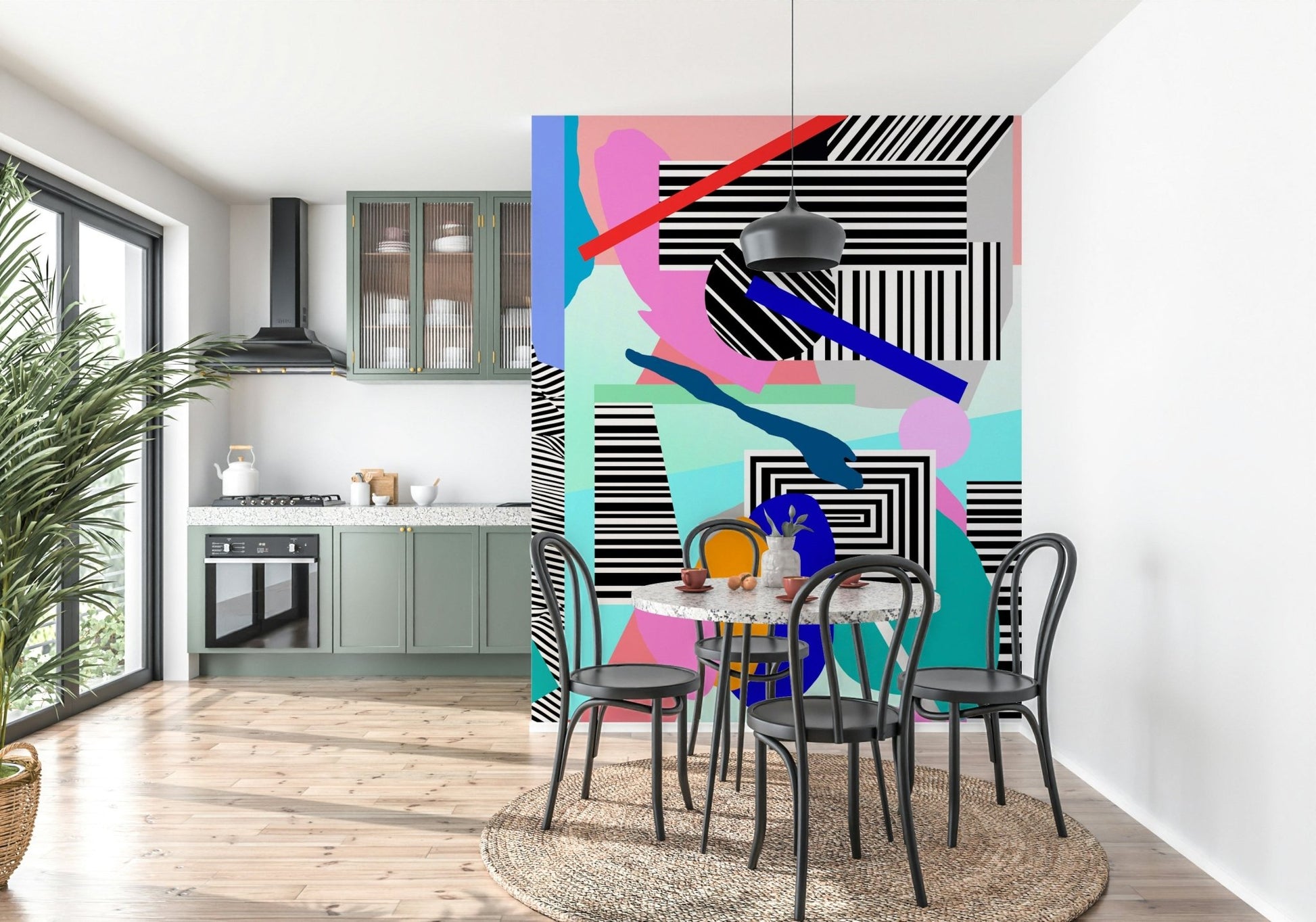 A calming abstract design wallpaper mural that defines a space., GD5364