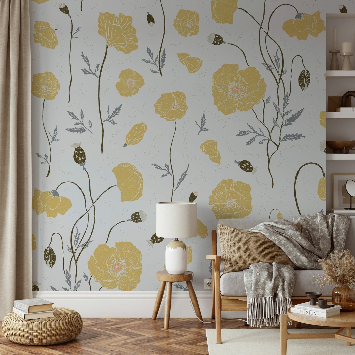 Delicate poppy flower wallpaper GD022
