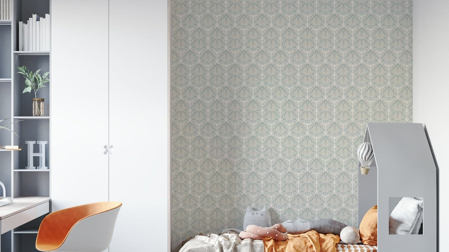 Delicate rabbits and flowers wallpaper