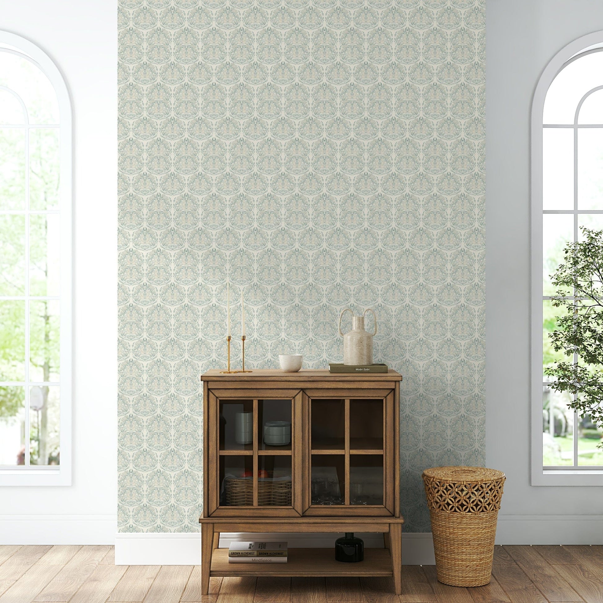 Poppy and the Here soft botanical wallpaper

