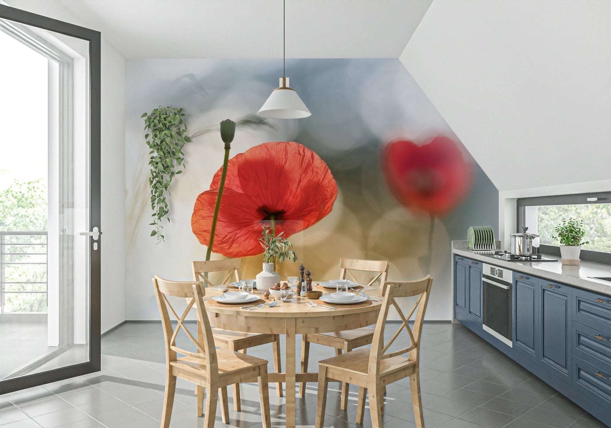 A tranquil abstract flower wall mural for your decor.

