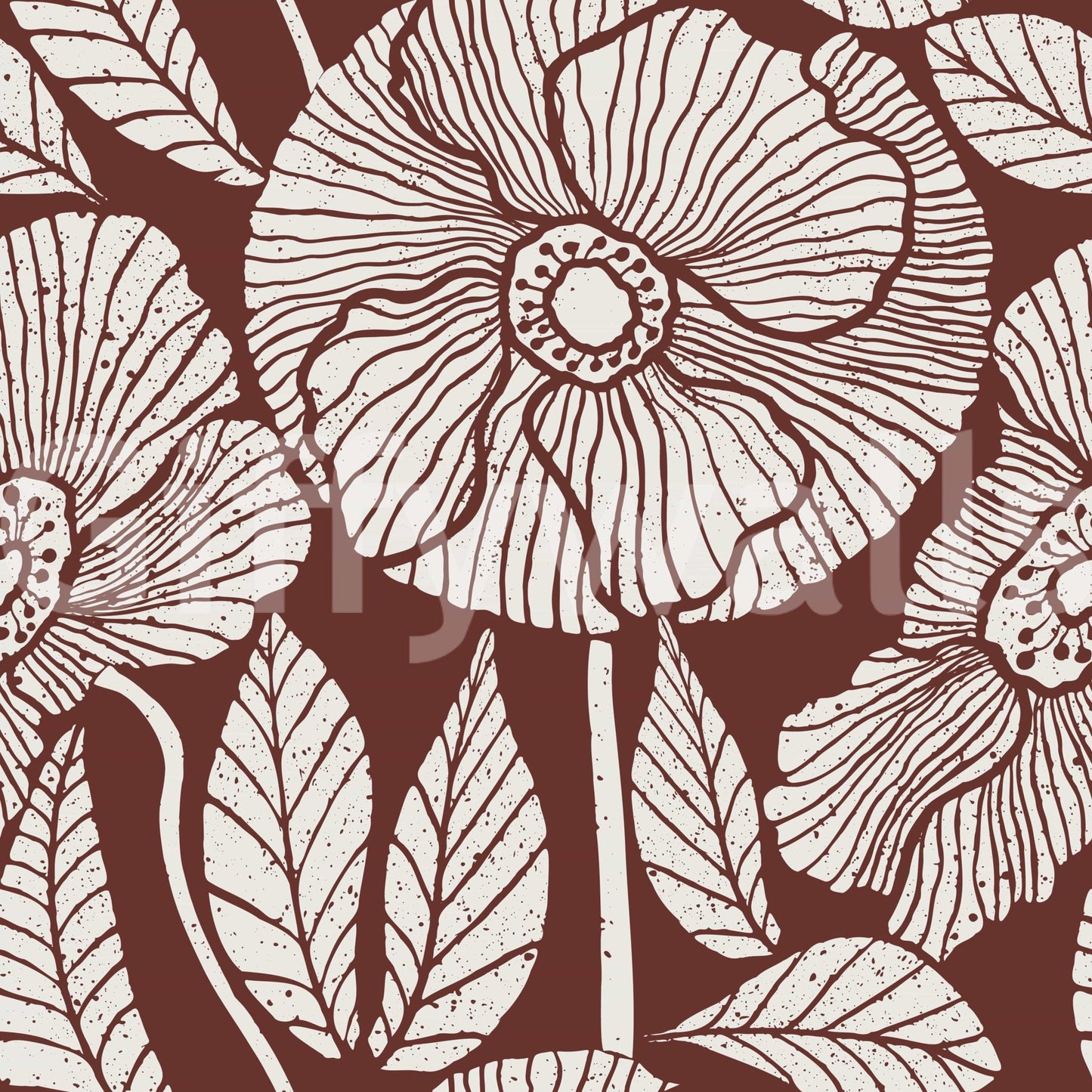 Aesthetic Floral Modern Burgundy mural, stunning flower sketch, captivating room accent.