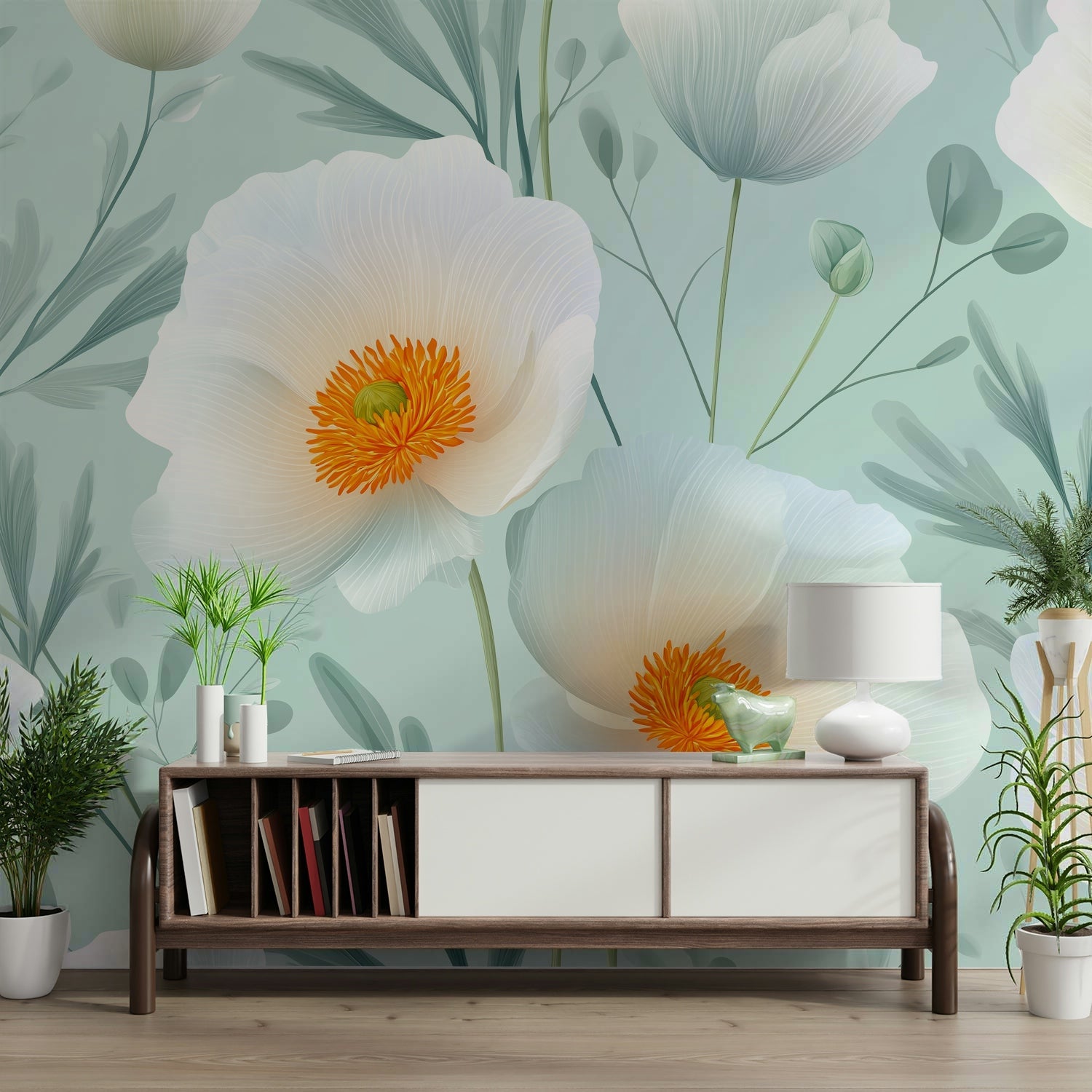Suitable for a living room, bedroom, or a nature-inspired, calming interior.
