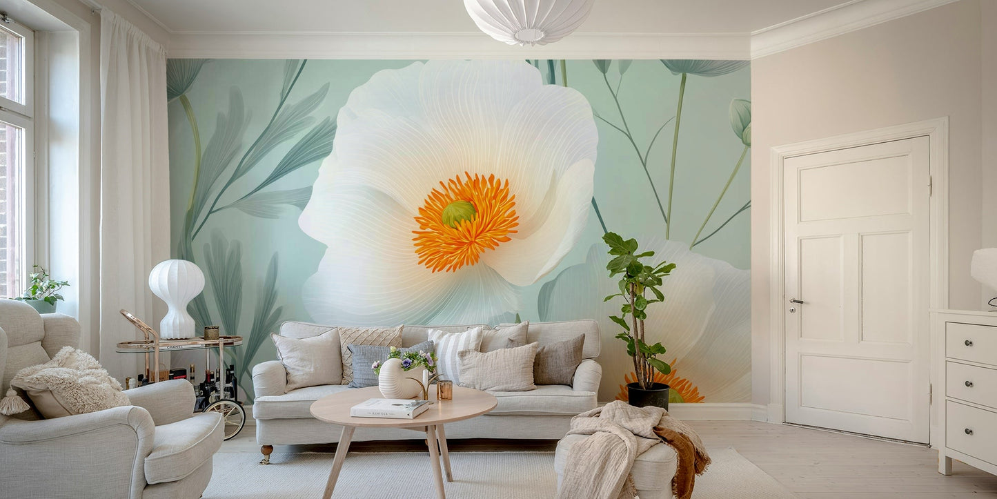 A vibrant and serene wall mural.
