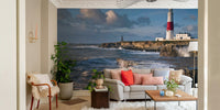 Elegant Portland Bill Lighthouse mural for nautical themes., GD1839