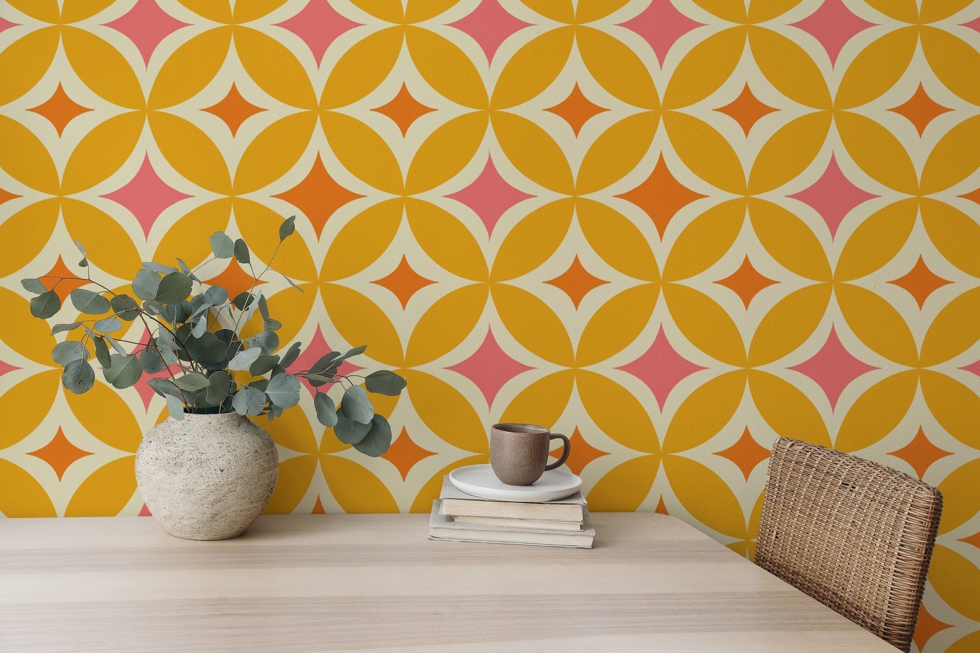 Classic Portuguese Yellow Tiles Azulejos Design Wallpaper style, SUSCT20