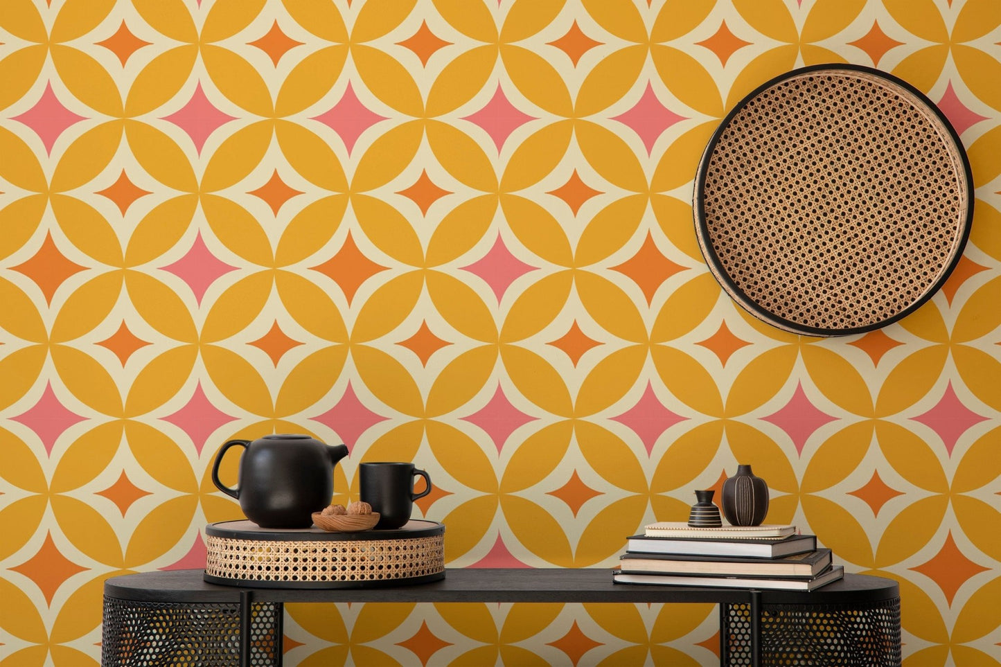 Add charm with Portuguese Yellow Tiles Azulejos Design Wallpaper, SUSCT20