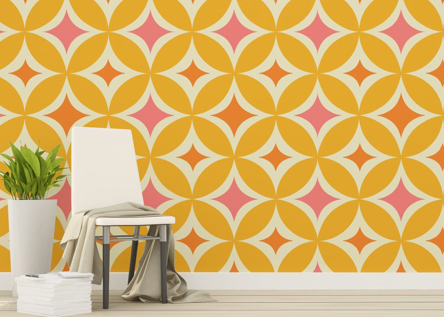 Portuguese Yellow Tiles Azulejos Design Wallpaper for walls, SUSCT20