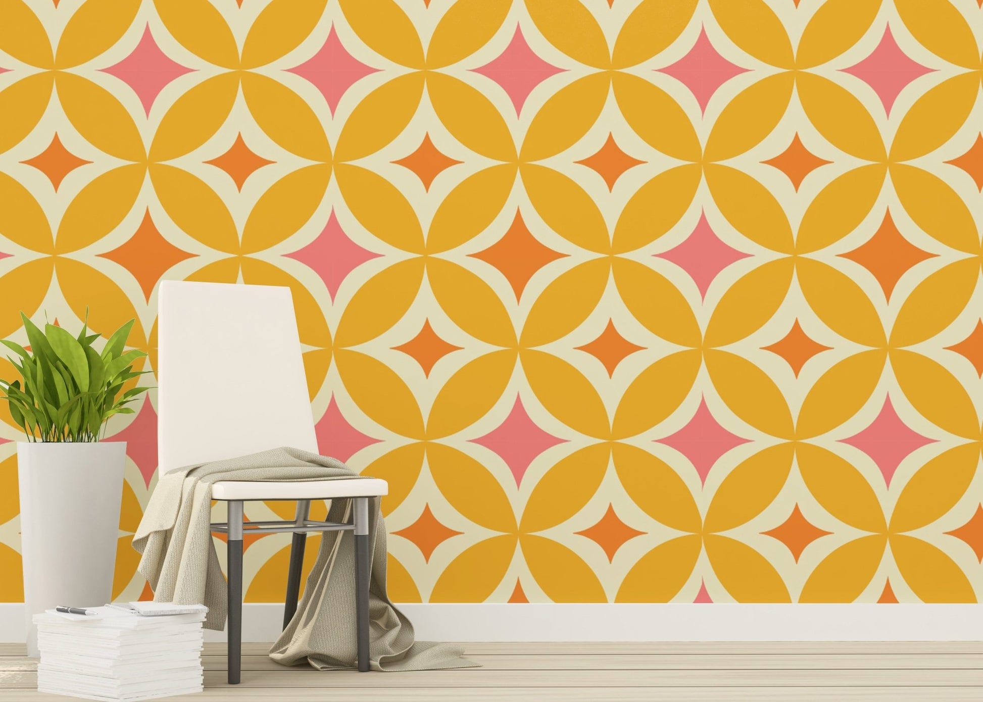 Portuguese Yellow Tiles Azulejos Design Wallpaper for walls, SUSCT20