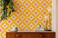 Bright and bold Portuguese Yellow Tiles Azulejos Design Wallpaper, SUSCT20