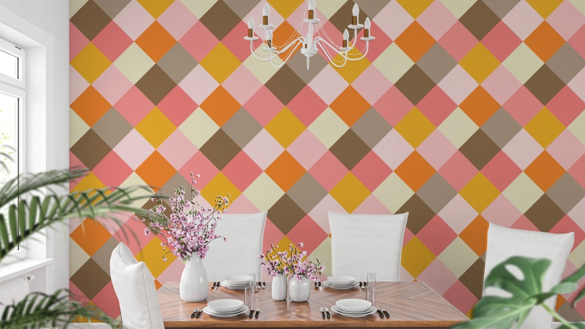Create elegance with Portuguese Tiles Azulejos Cube Wallpaper