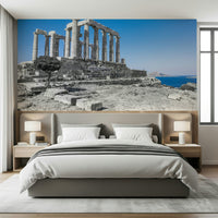 Greece's famous Sounion temple wall mural for interiors.