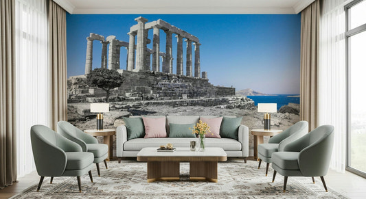 Poseidon Temple wall mural majestic ruin, Greece.