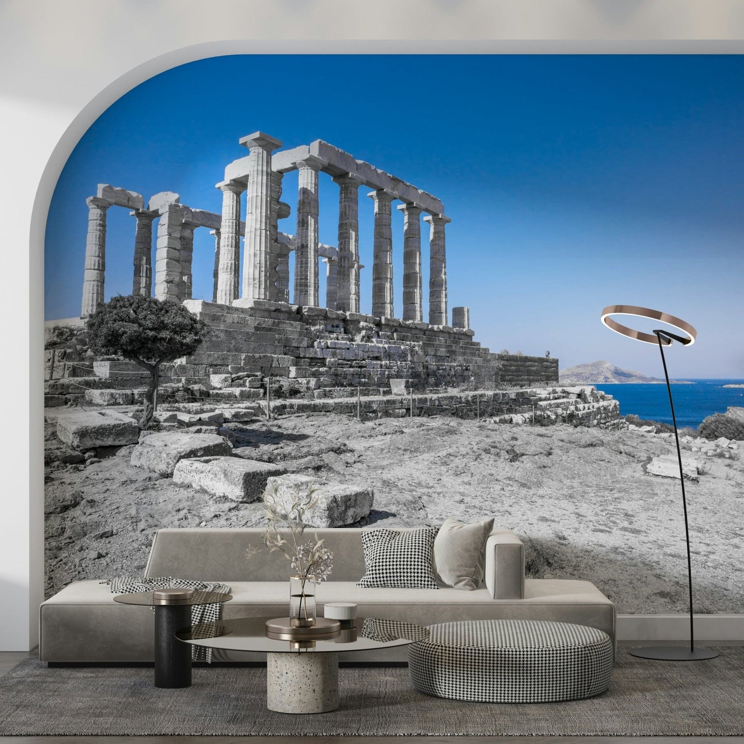 Doric temple remains wall mural, Greek historic site.