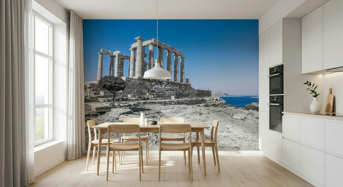 Poseidon Temple photography on durable self-adhesive wallpaper.